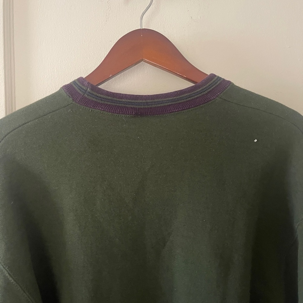 Vintage Wilson Striped Collar Crewneck Sweater Raglan Preppy Sweatshirt Size L - Picture 9 of 10